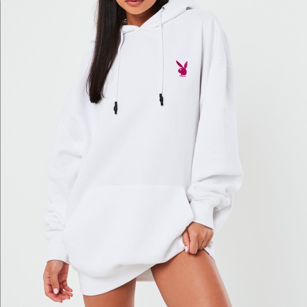 OFFERS Playboy Hoodie Dress - White Printed 🐰🌸